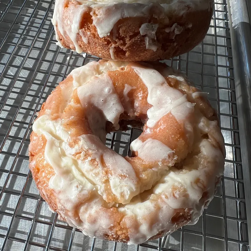 Eggnog old-fashioned cake donut with nutmeg