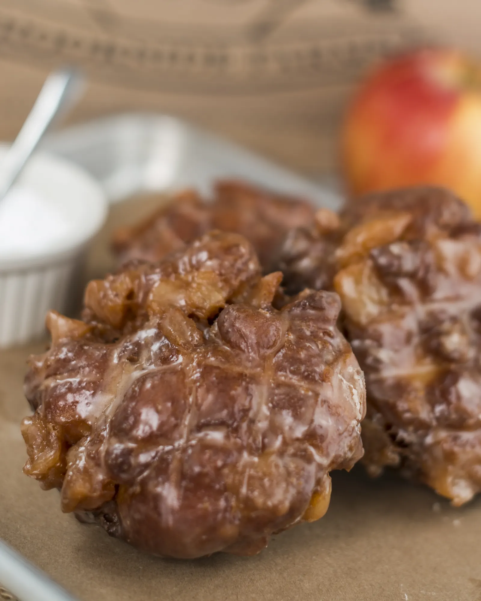 MAD Donuts apple fritter with Granny Smith apple filling and cinnamon glaze